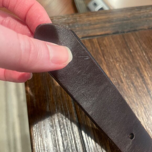 DEFECTIVE Madewell Men's Belt Approx. Sz 28-30 (?) (37.5"L) Narrow Leather Brown - Picture 5 of 14